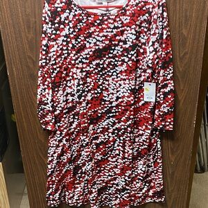 Elegant Red and Black Long Sleeve Dress